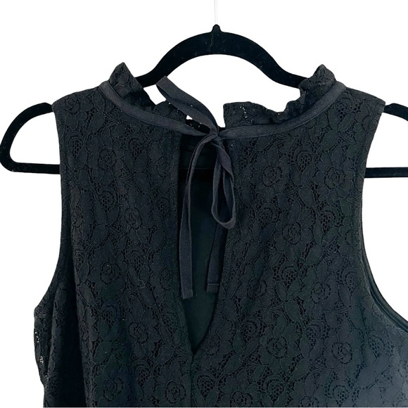 ALTAR D'STATE Mini Sleeveless Lace Ruffled Black Dress Sz L - Picture 4 of 7